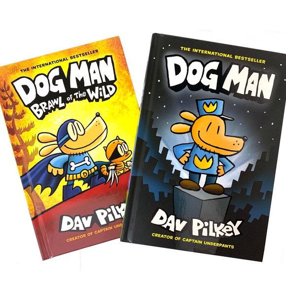 DOG MAN #1: A Graphic Novel & #6: Brawl of the Wild by Dav Pilkey Hardcover NEW - Picture 1 of 5